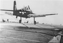 VF-16 F6F-5P Hellcat doing it the hard way aboard USS Bon Homme Ricard (CV-31) 16 JAN 45.