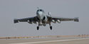 An EA-6B Prowler with Marine Tactical Electronic Warfare Squadron 4 prepares for landing at Al Asad, Iraq, Jan. 20, 2005. Photo by Cpl. Joel Chaverri